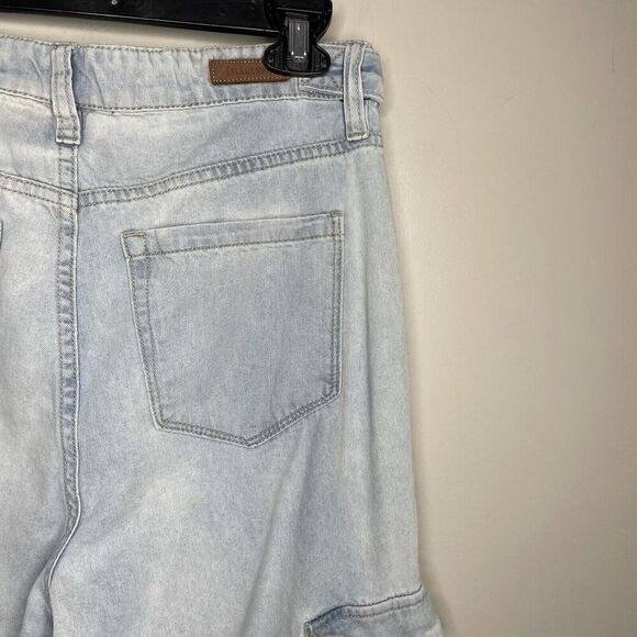 BLANKNYC Call My Name Jeans Women 28 Slouchy Cargo Raw Hem Light Wash Franklin - Picture 9 of 16